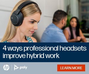 HP Poly 4 Ways Headsets Improve Hybrid Work Box