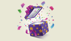 A photo of an opening gift box