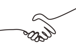 A drawing of a handshake