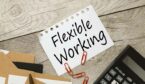 Flexible working policy concept. text on a torn page