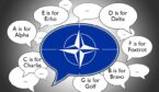 Speech bubbles with NATA phonetic Alphabet - NATO flag in the front