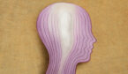 Person's head with onion layers - concept of hidden complexity