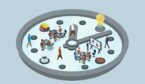 A clock face with people working on it - time management concept