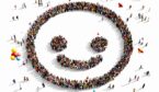 Group of people making a smiley face - organisation cx concept