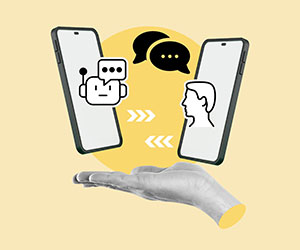 Chatbot and human on phone 