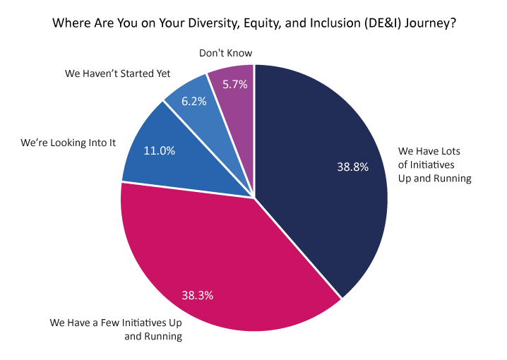 Where Are You on Your Diversity, Equity, and Inclusion (DE&I) Journey? 23 survey graph