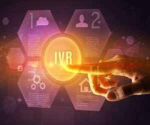 Hand touching IVR inscription, new technology concept