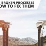 Broken concrete bridge - broken process concept