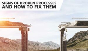 Broken concrete bridge - broken process concept