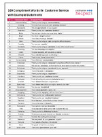 Printable – 100 Compliment Words for Customer Service with Example Statements