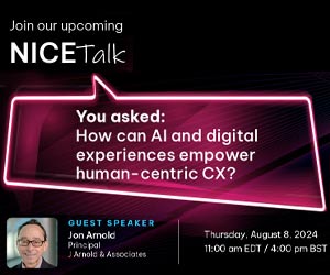 thumbnail advert promoting event How Can AI and Digital Experiences Empower Human-Centric CX? – Webinar