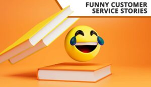 Books with a laughing emoji on the top and orange background