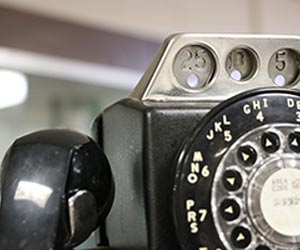 A close up of an old vintage phone