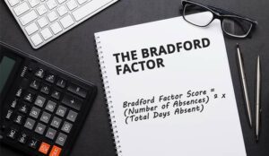 Calculator and Notepad that says 'The Bradford Factor' on it and the formula