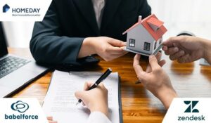 Real estate agent signing over a house