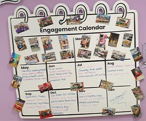 Picture from Ocado site visit - wall display of the engagement calendar