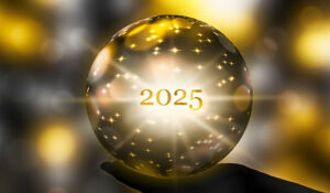 fortunetelling 2025 with a crystal ball in a hand