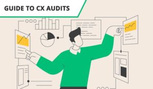 CX audit concept with person checking data