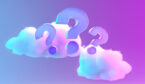 3D question marks against neon background and clouds