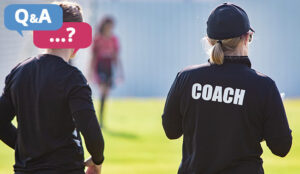 View of the back of a sports coach