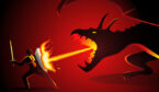 Person defending against an angry dragon - protect from abuse concept