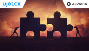 Person joining 2 puzzle pieces together