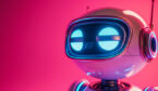 Robot chatbot on pink background