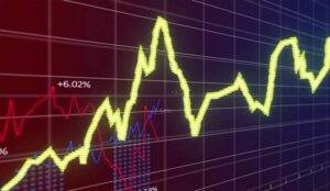 A data chart with fluctuating lines and percentages