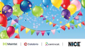 Balloons and confetti on blue background